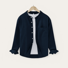Mandarin collar retro casual japanese style cotton linen shirt - Antonios