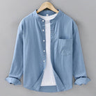 Mandarin collar retro casual japanese style cotton linen shirt - Antonios
