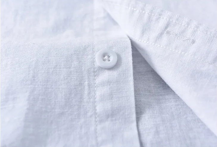 Mandarin collar retro casual japanese style cotton linen shirt - Antonios