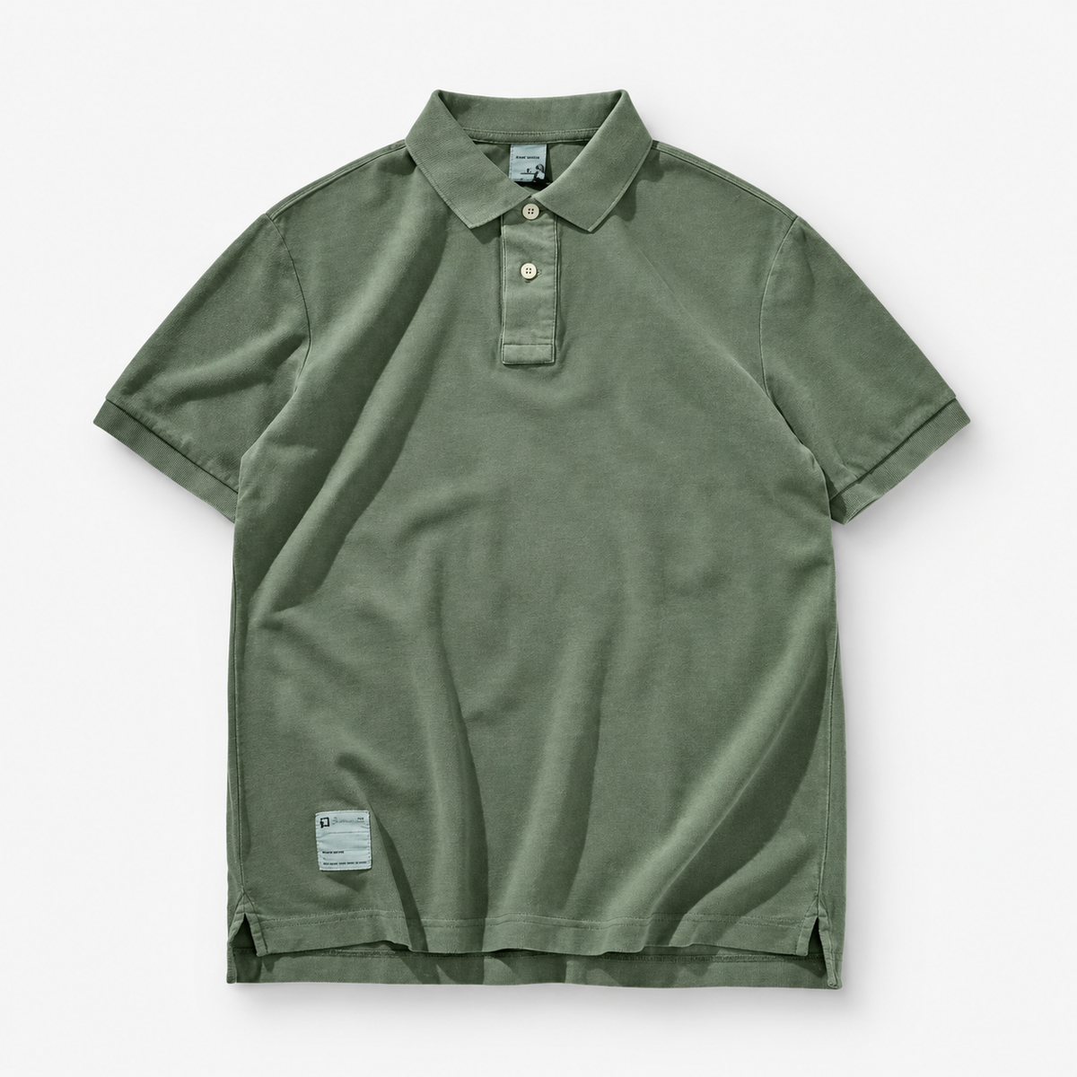 Polo cotton washed t-shirt — Gray Green