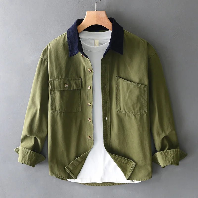 Men’s 100% cotton casual shirt with front pockets - Antonios