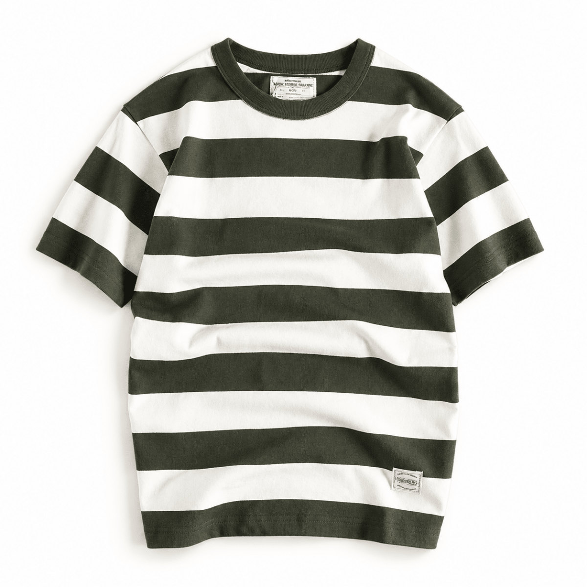 Men's cotton-linen striped t-shirt - AntoniosClothing - Green