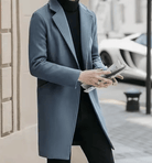 Men's long wool coat - AntoniosClothing - Blue