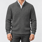 Men's merino wool zip-collar cardigan - AntoniosClothing - Dark grey