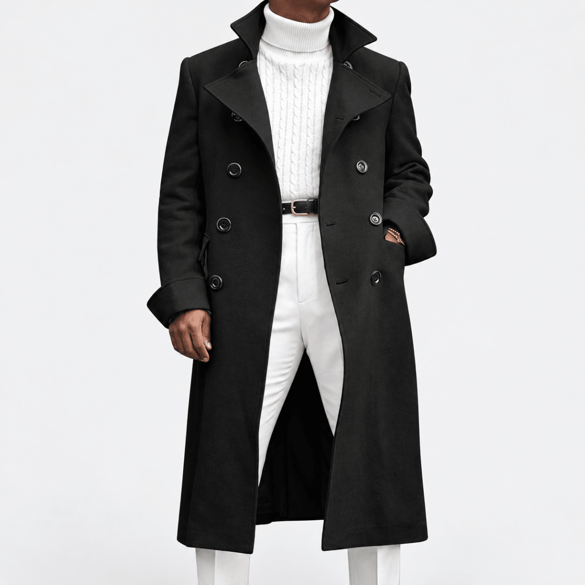 Men's solid autumn coat - AntoniosClothing - Black