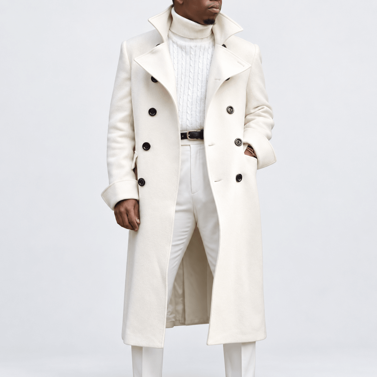 Men's solid autumn coat - AntoniosClothing - white
