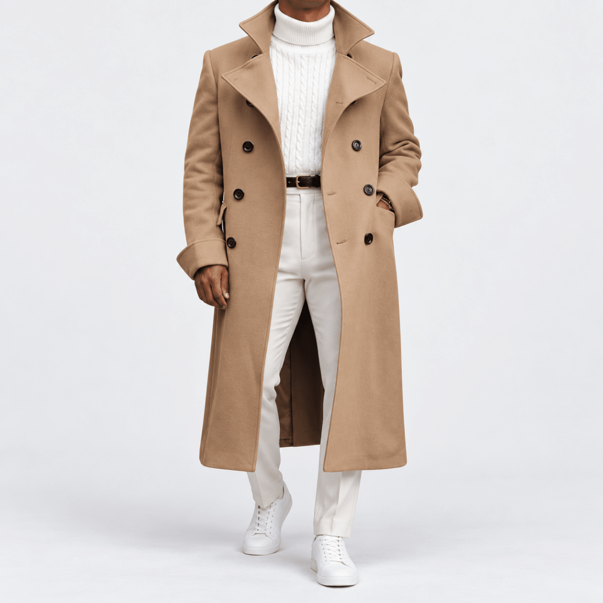 Men's solid autumn coat - AntoniosClothing - Khaki