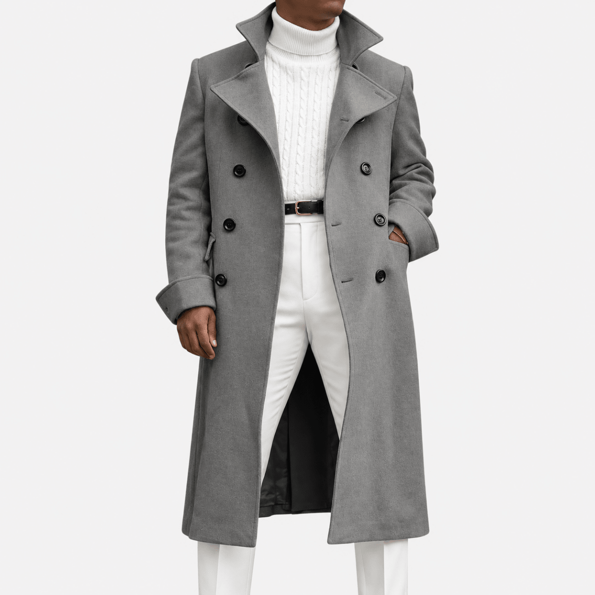 Men's solid autumn coat - AntoniosClothing - Gray