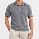 Merino wool polo with contrast trim - AntoniosClothing - Gray