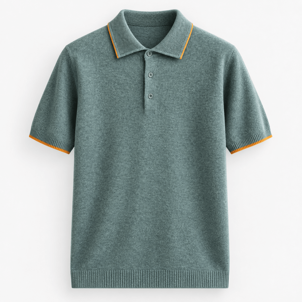 Merino wool polo with contrast trim - AntoniosClothing - Sage green