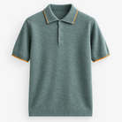 Merino wool polo with contrast trim - AntoniosClothing - Sage green