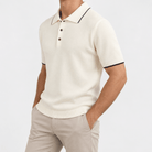 Merino wool polo with contrast trim - AntoniosClothing - Off white
