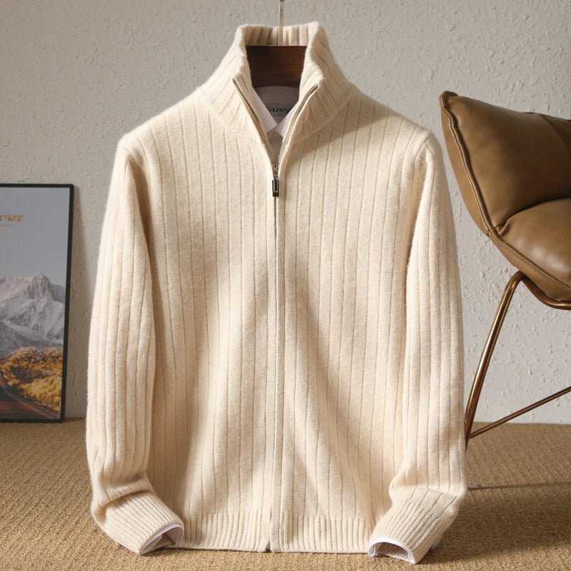 Merino wool stand - up collar cardigan - Antonios