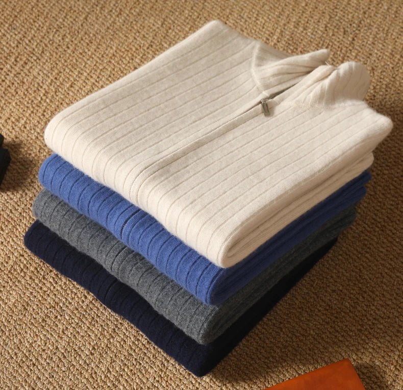 Merino wool stand - up collar cardigan - Antonios