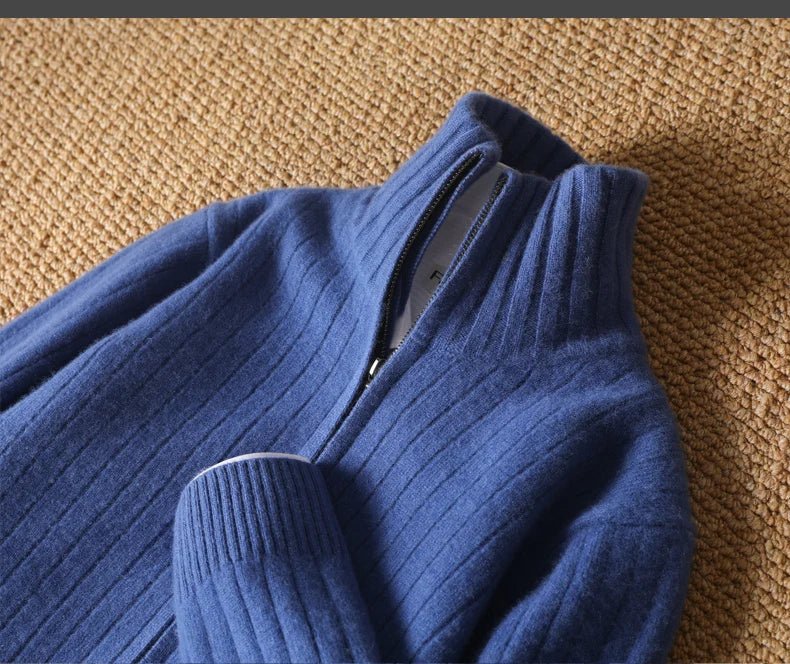 Merino wool stand - up collar cardigan - Antonios