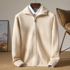 Merino wool stand - up collar cardigan - Antonios