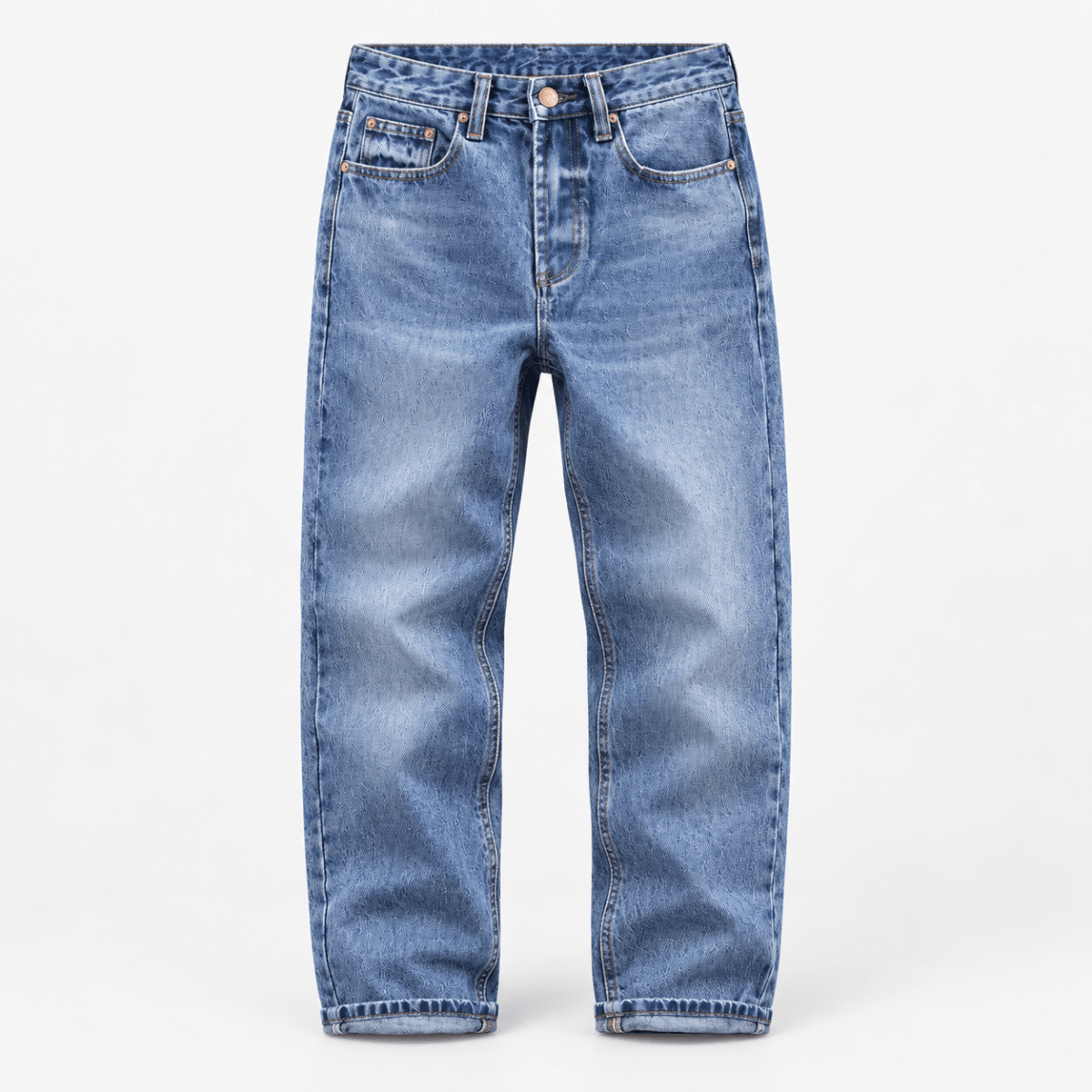 Mid blue washed straight leg jeans - AntoniosClothing - Mid blue