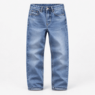 Mid blue washed straight leg jeans - AntoniosClothing - Mid blue