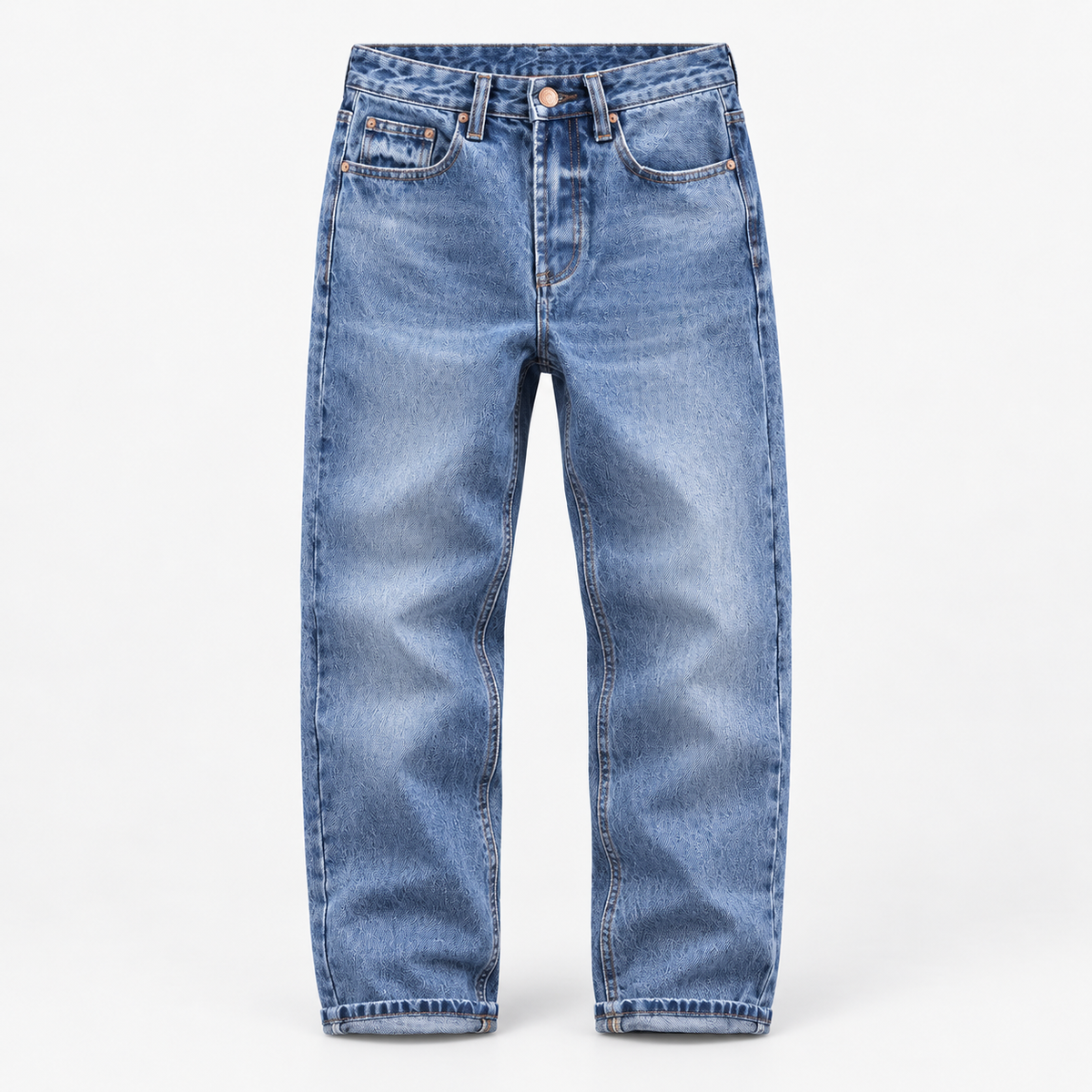 Mid blue washed straight leg jeans in mid blue, product cover