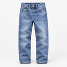 Mid blue washed straight leg jeans in mid blue, product cover
