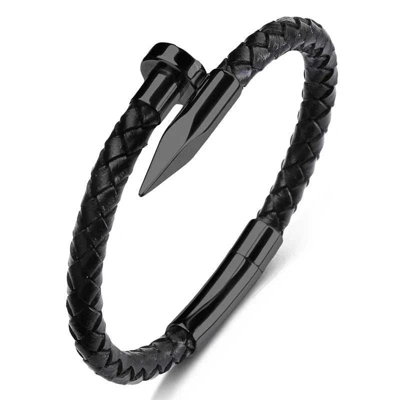 Nail leather men bracelet - Antonios