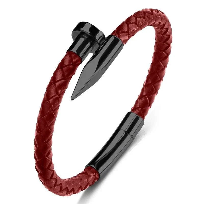 Nail leather men bracelet - Antonios