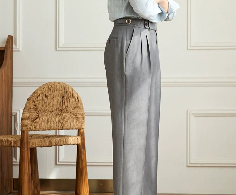 Non - ironing wide leg high - waist elegant pants - Antonios