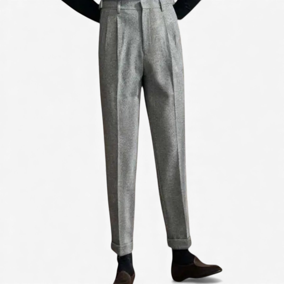 Old money wool pleated trousers with cuffs – Antonios