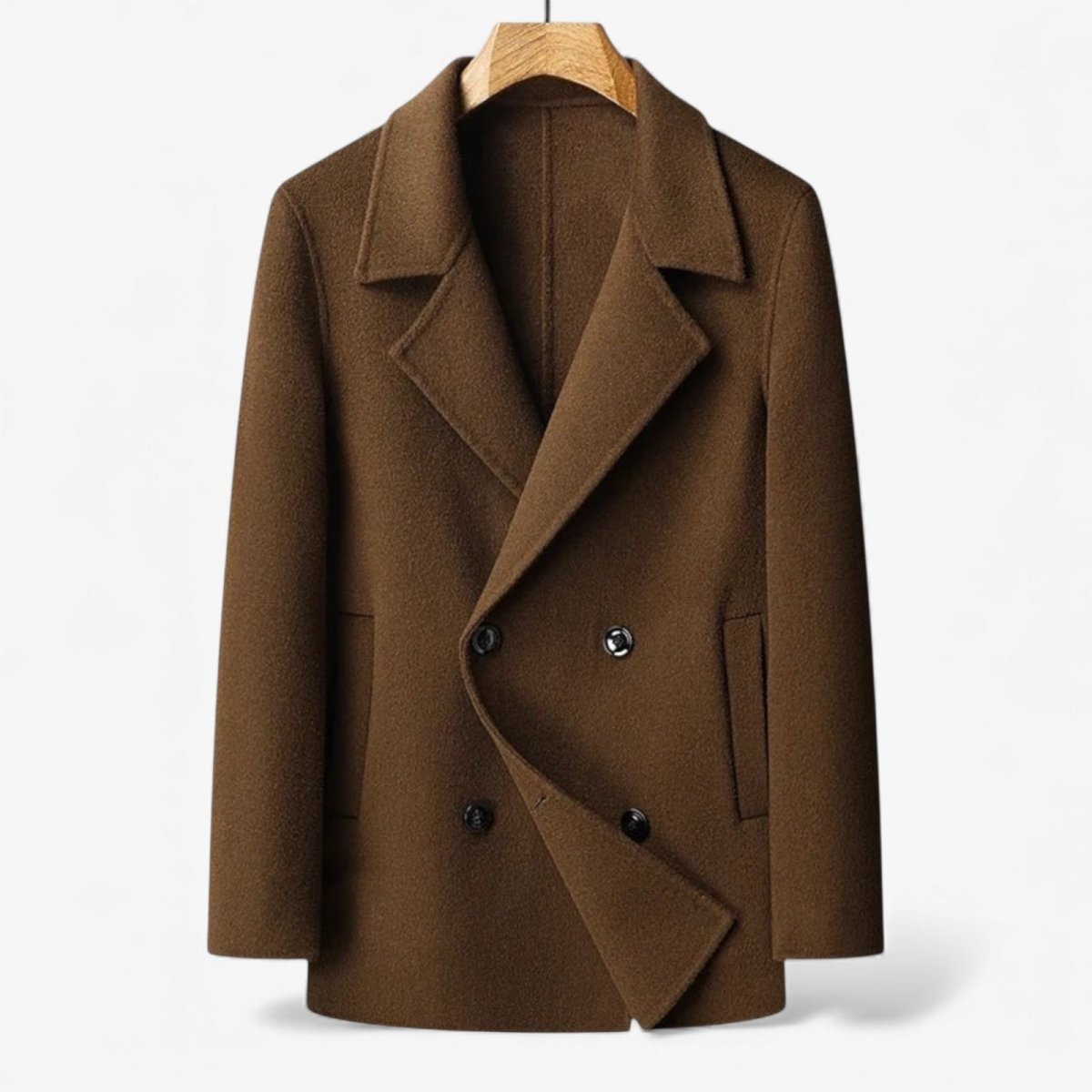 Classic pea coat for men - double breasted wool jacket
