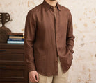 Old money vintage linen long - sleeve shirt - Antonios