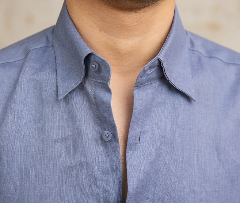 Old money vintage linen long - sleeve shirt - Antonios