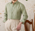 Old money vintage linen long - sleeve shirt - Antonios