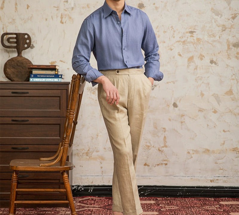 Old money vintage linen long - sleeve shirt - Antonios