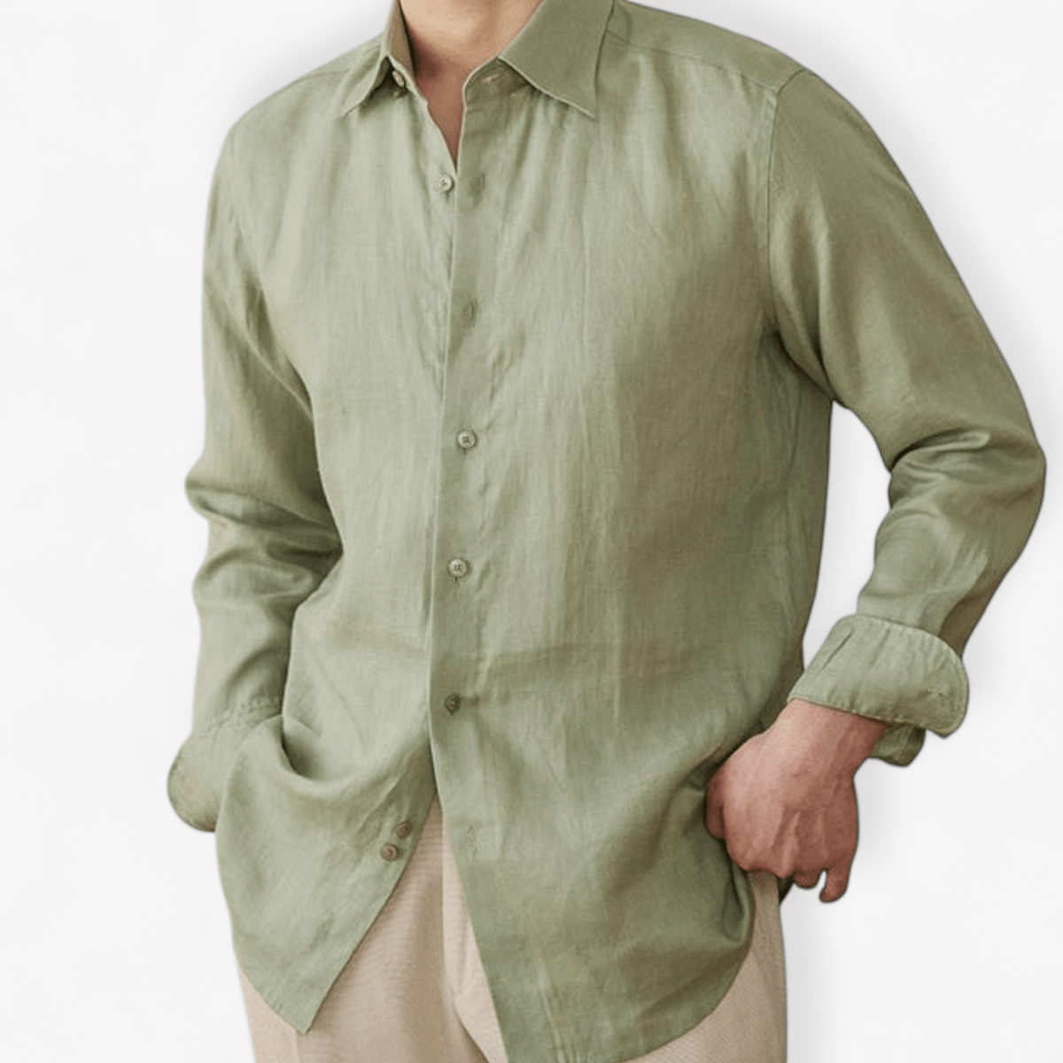 Old money vintage linen long - sleeve shirt - Antonios