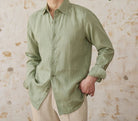 Old money vintage linen long - sleeve shirt - Antonios