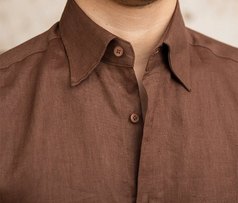 Old money vintage linen long - sleeve shirt - Antonios