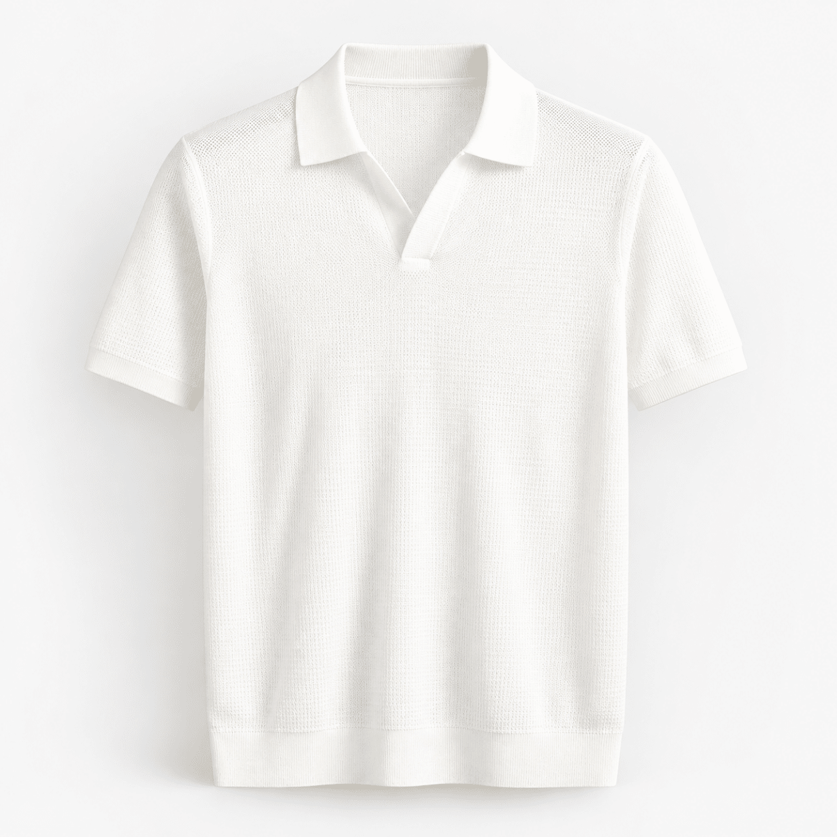 Open collar fine knit polo - AntoniosClothing - Sage Green