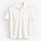 Open collar fine knit polo - AntoniosClothing - Sage Green
