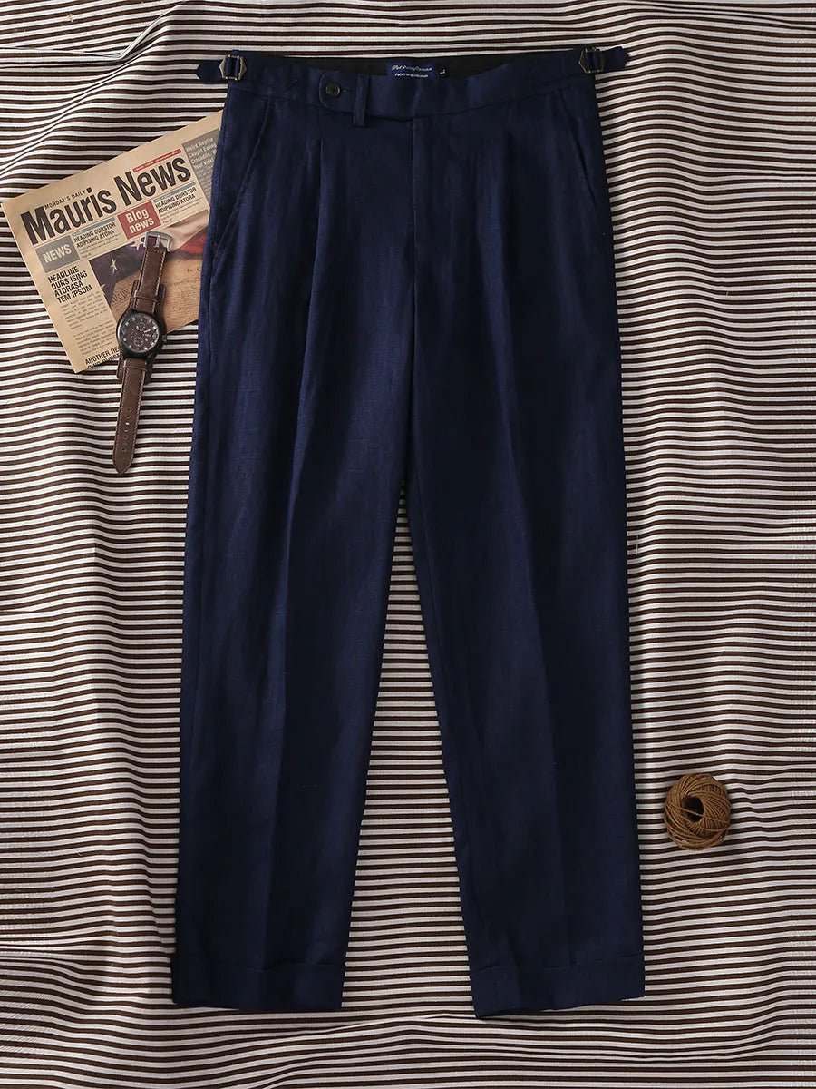 Paris navy blue linen trousers - Antonios