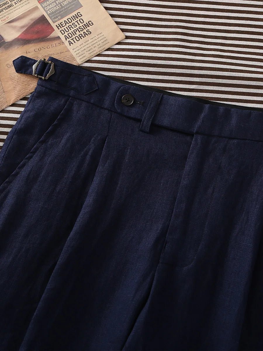 Paris navy blue linen trousers - Antonios