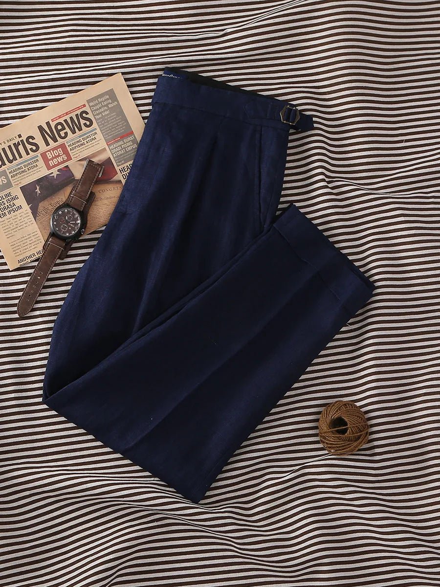 Paris navy blue linen trousers - Antonios