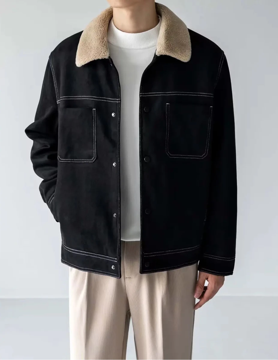 Paulo faux shearling collar jacket - Antonios