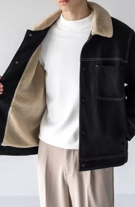 Paulo faux shearling collar jacket - Antonios