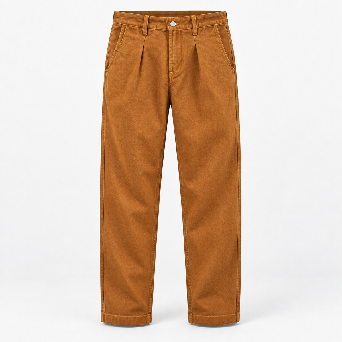 Pleated cotton utility trousers in ochre, product cover