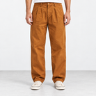 Pleated cotton utility trousers in ochre, front view on a model