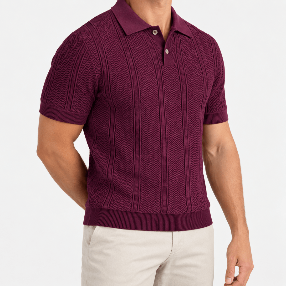 Polo collar summer golf t-shirt - AntoniosClothing - Wine red