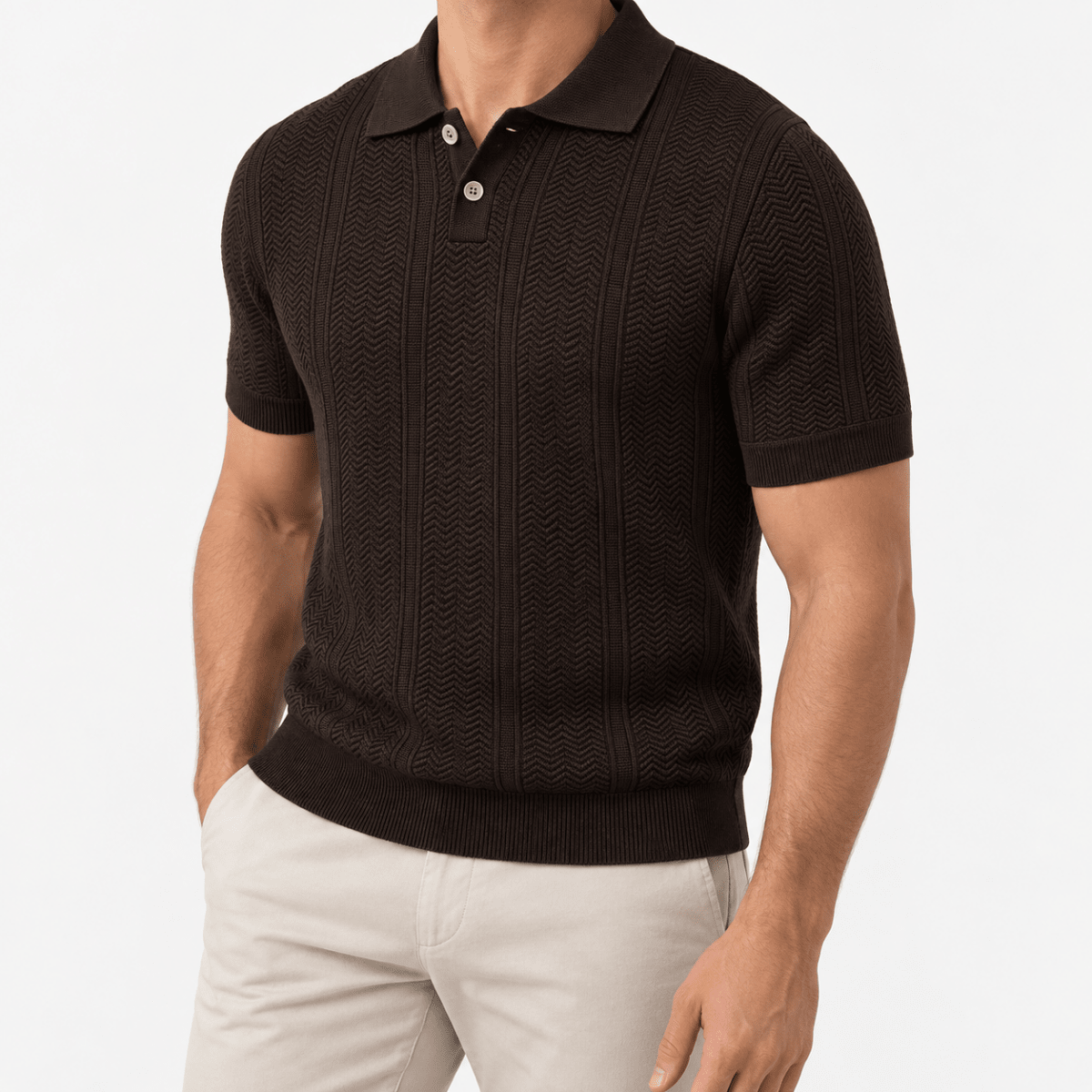 Polo collar summer golf t-shirt - AntoniosClothing - Coffee