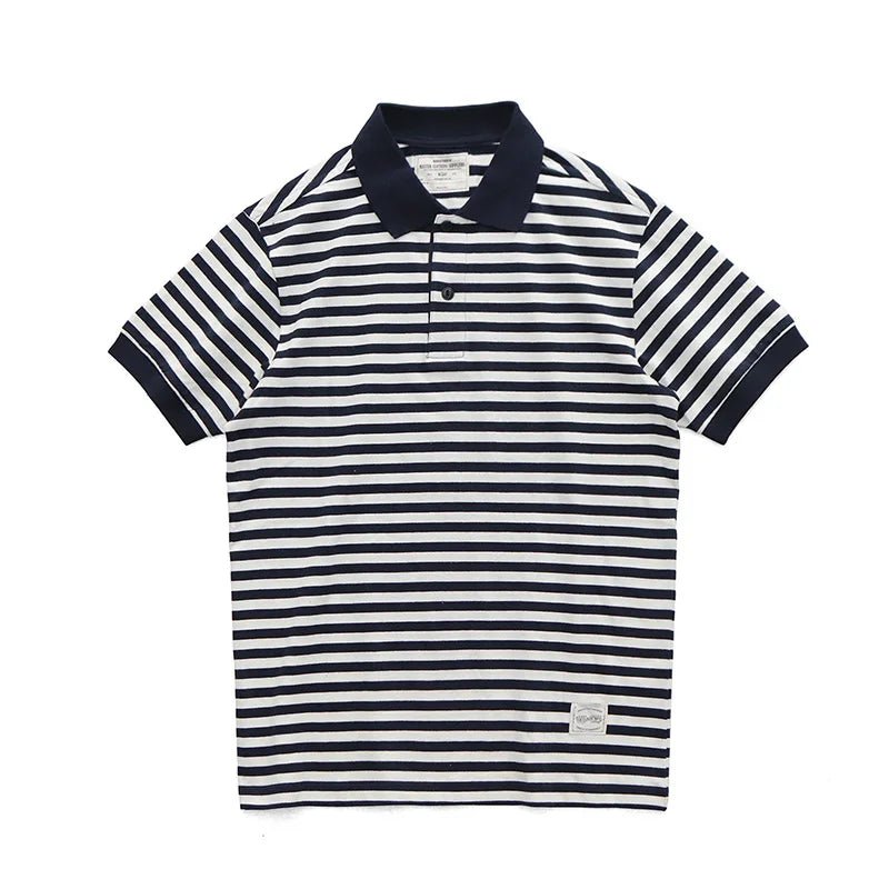 Polo cotton t-shirt with blue stripes - Antonios