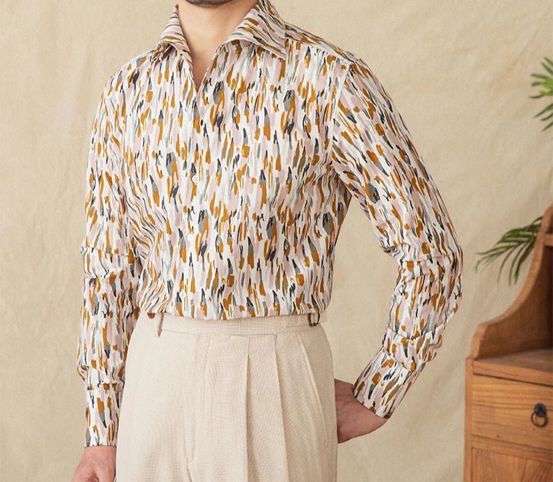 Printed collar long - sleeved casual shirt - Antonios