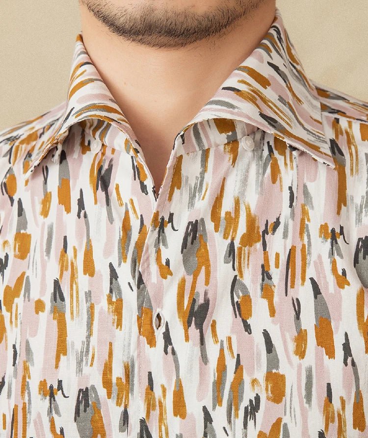 Printed collar long - sleeved casual shirt - Antonios
